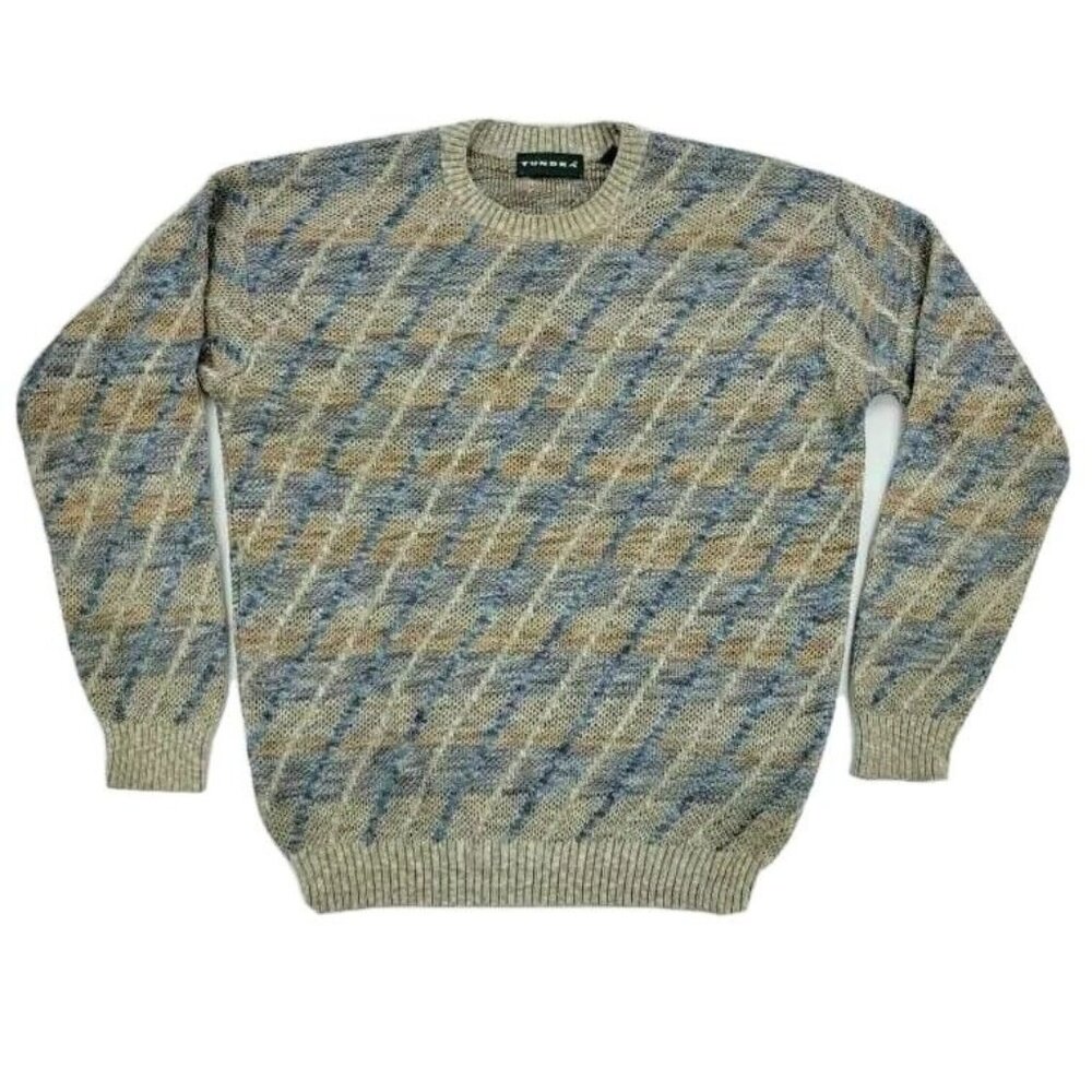 Tundra Canada Mens Knit Sweater XL Blue Multicolor Long Sleeve Pullover